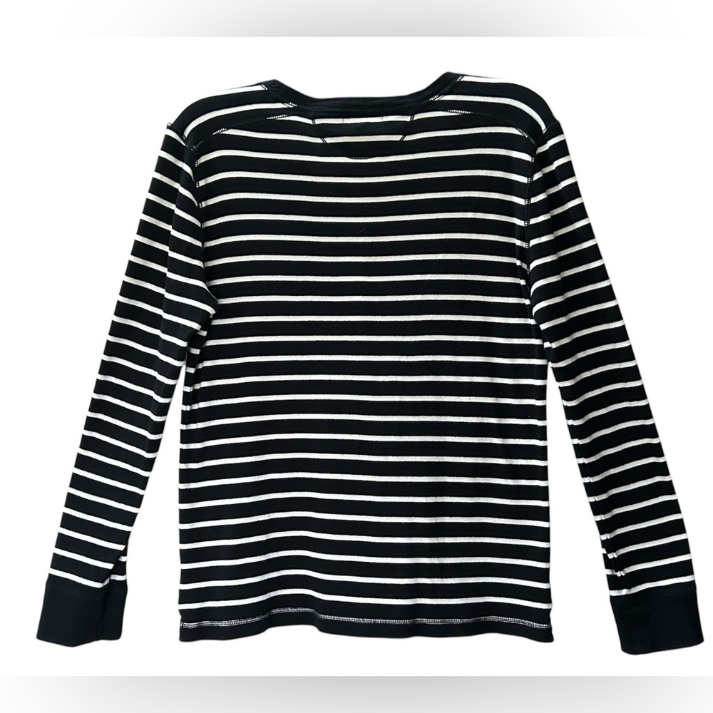 Lauren Ralph Lauren Women’s Black White Striped Pocket Long Sleeve Henley Size L - Picture 5 of 11